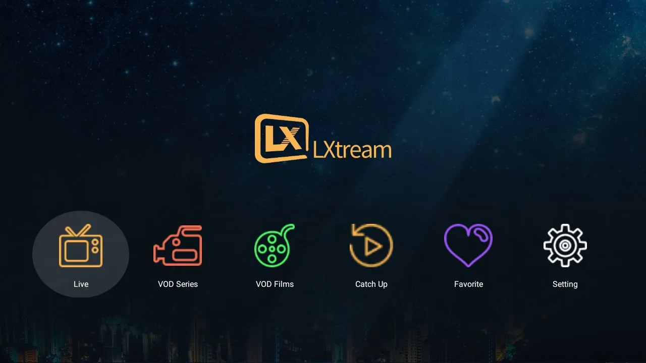 LXtream Player home screen